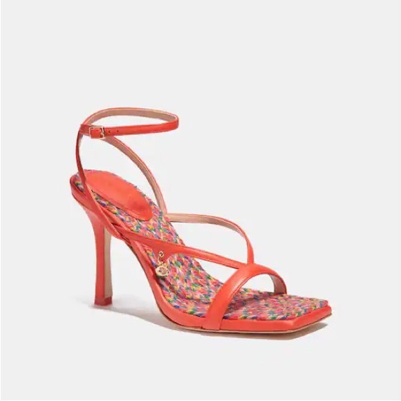 Coach Kaia Poppy Strappy Leather Sandal Rainbow - Picture 2 of 16